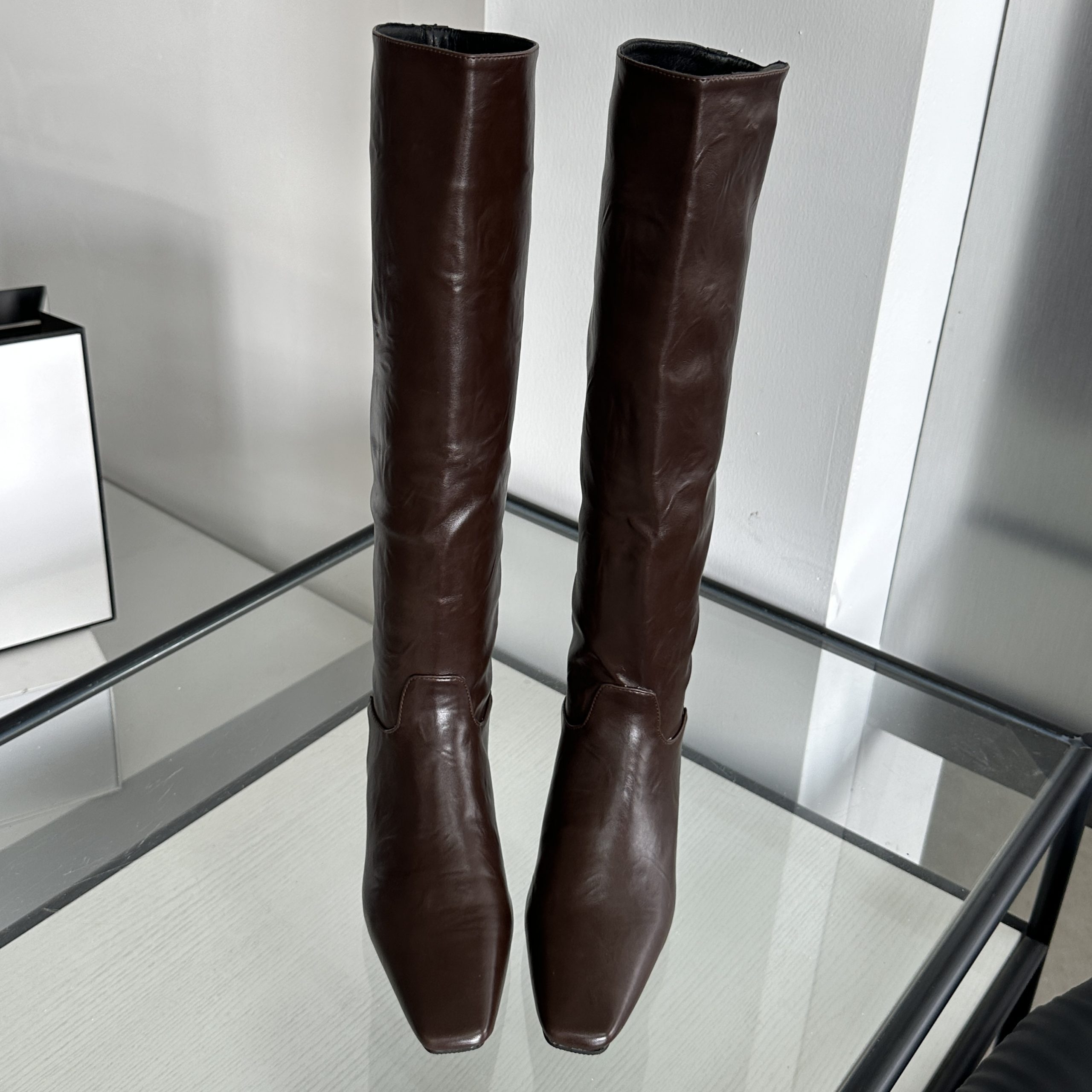 2024 Autumn Winter New Square Toe Mid Heel Short Boots High Heel Thick Sole Fashion Versatile Over Knee Boots