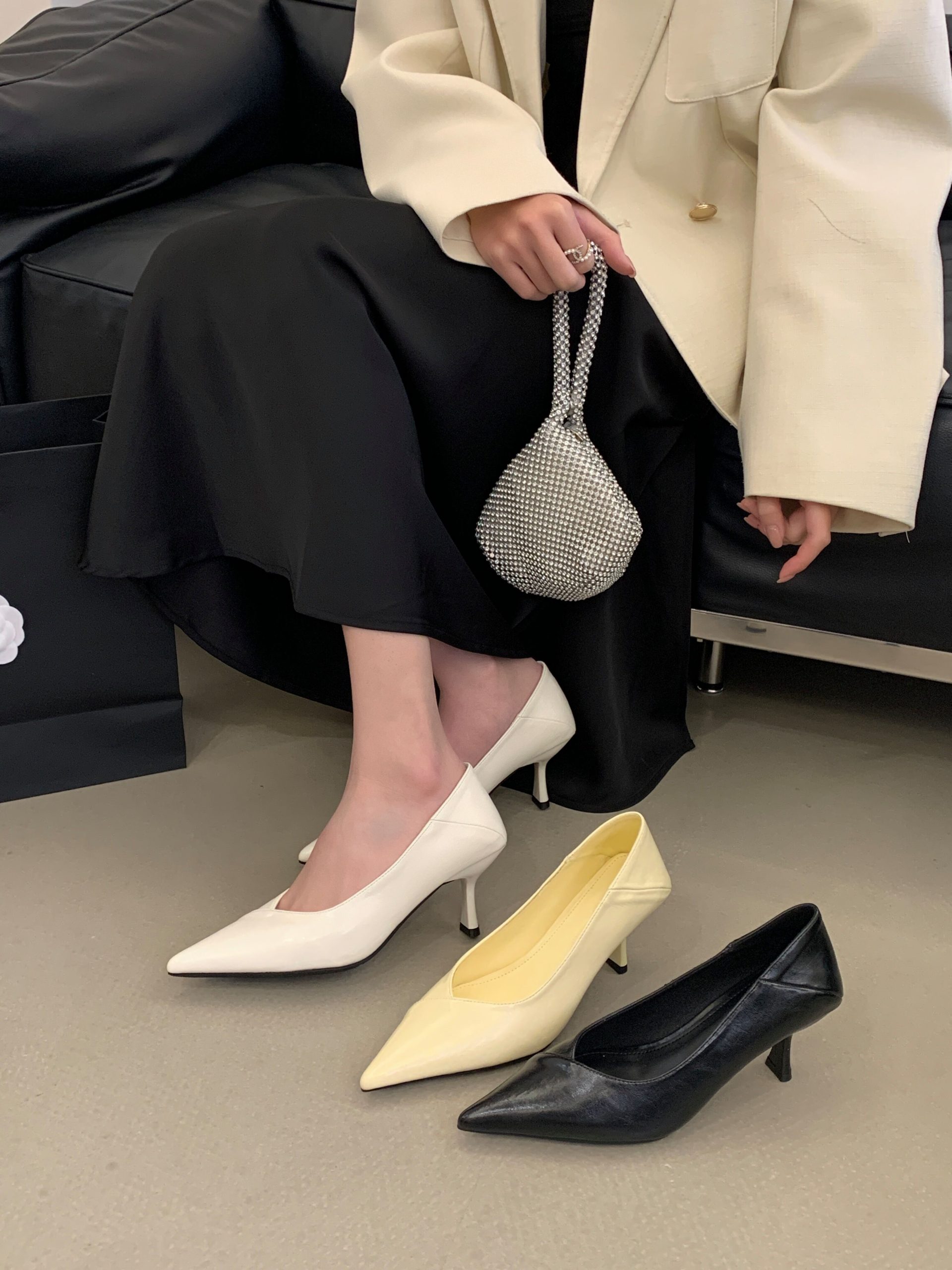 2026 New Style Women's High Heel Pointed Toe Slip-On Shoes Elegant Fashion Casual PU Leather - Image 3