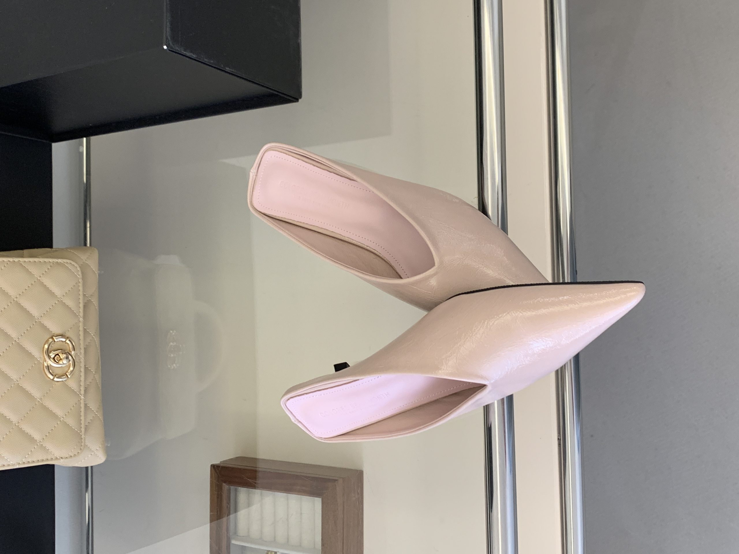 2026 New Summer Korean Style Fashion Patent Leather Cat Heel Pointed Toe Open Toe Half Slippers Comfortable Sexy Women's Shoes - Image 3