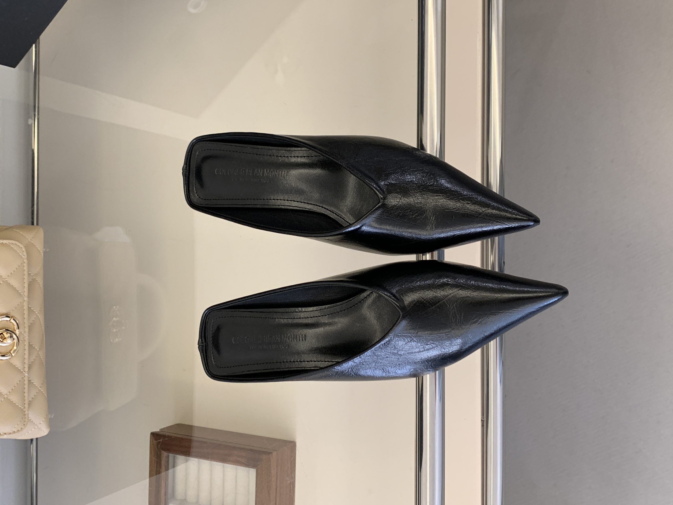 2026 New Summer Korean Style Fashion Patent Leather Cat Heel Pointed Toe Open Toe Half Slippers Comfortable Sexy Women's Shoes - Image 4