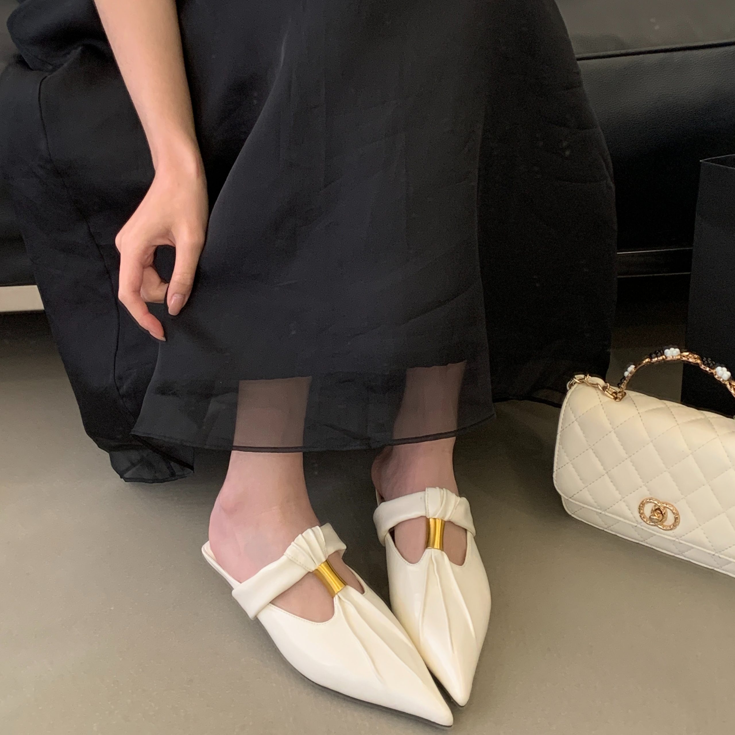 2026 New Summer Women's Soft Leather Kitten Heel Pointed Toe Slingback Comfortable Sexy Shoes - Style 3fbc06 - Image 5