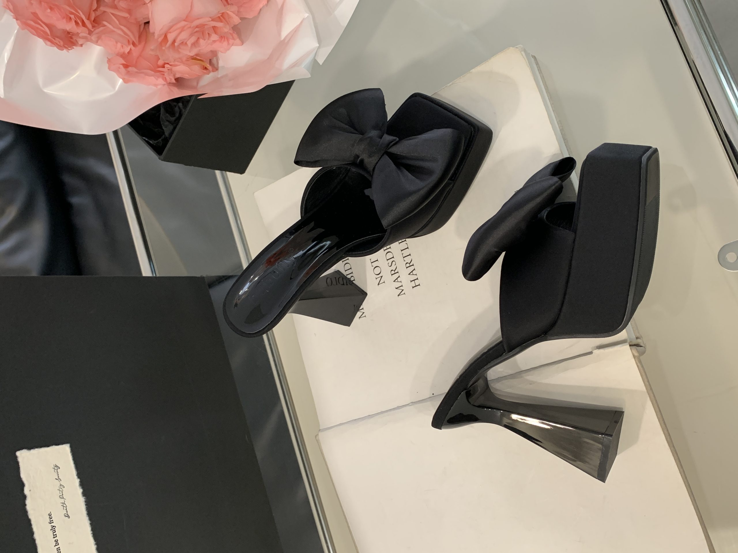 2026 New BUBUFLY Women's Black Bow Chunky Heel Platform Sandals 12CM - Image 4