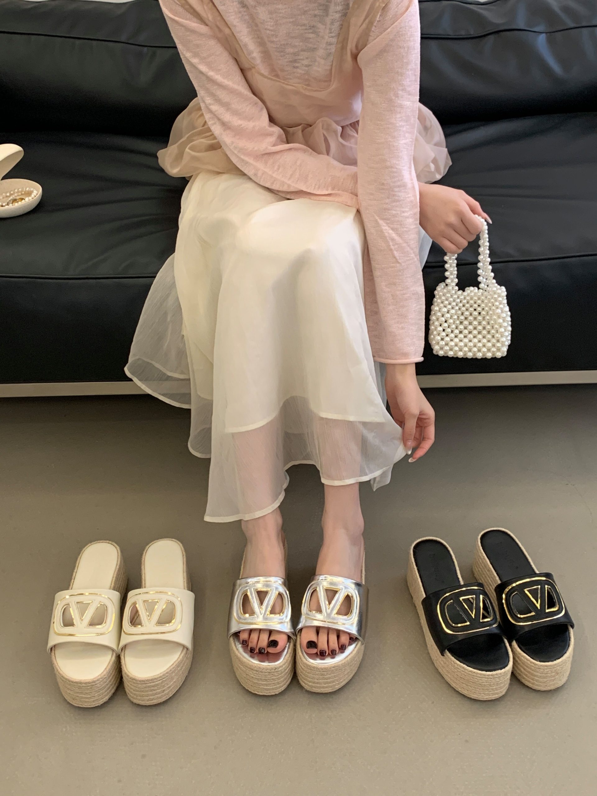 BUBUFLY French Style 2026 Summer New Women's Platform Woven Straw Sandals with Height Increasing Sole