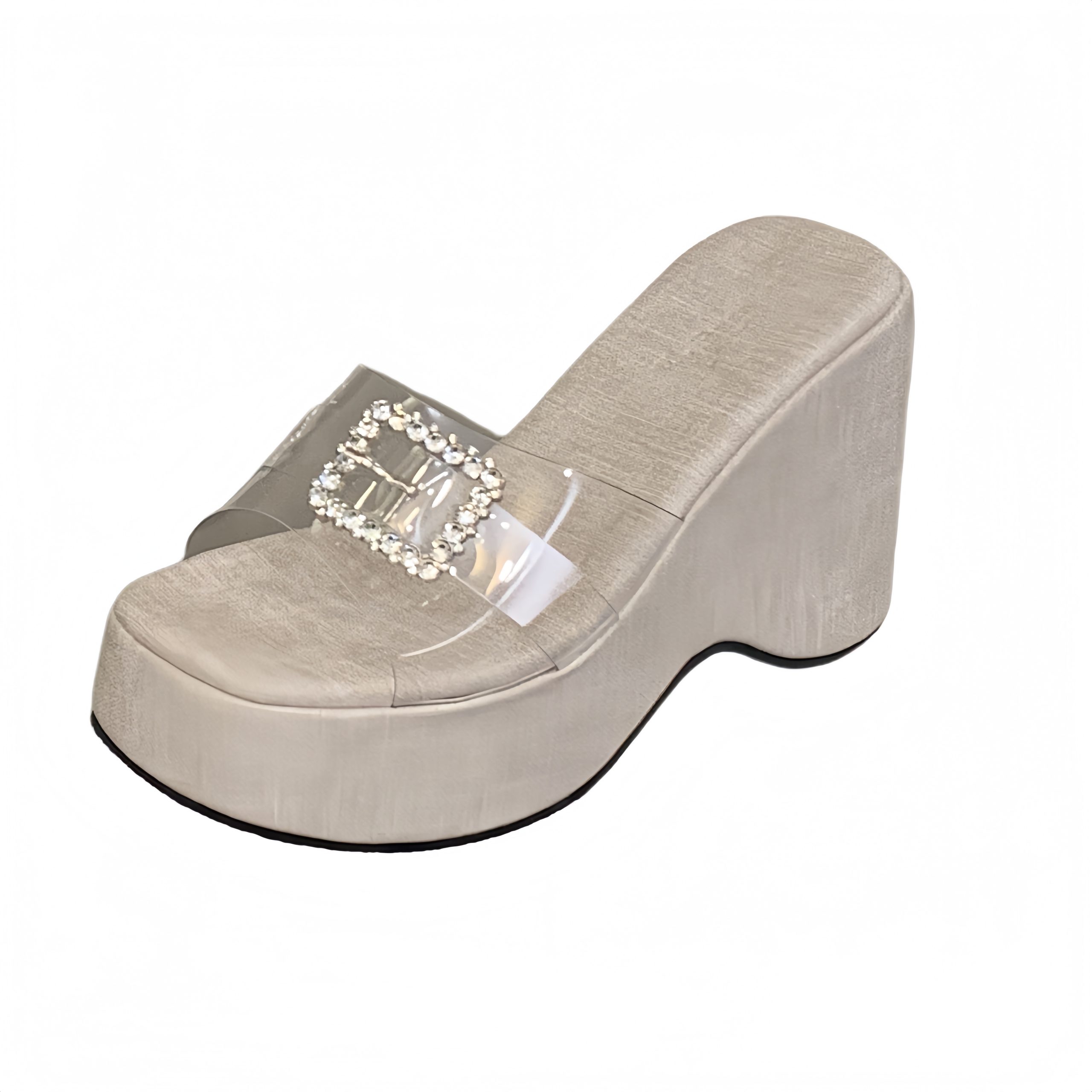 BUBUFLY 2026 Summer New Slippers Sparkling Rhinestone Fairy Wedge Heel Sandals - Image 5
